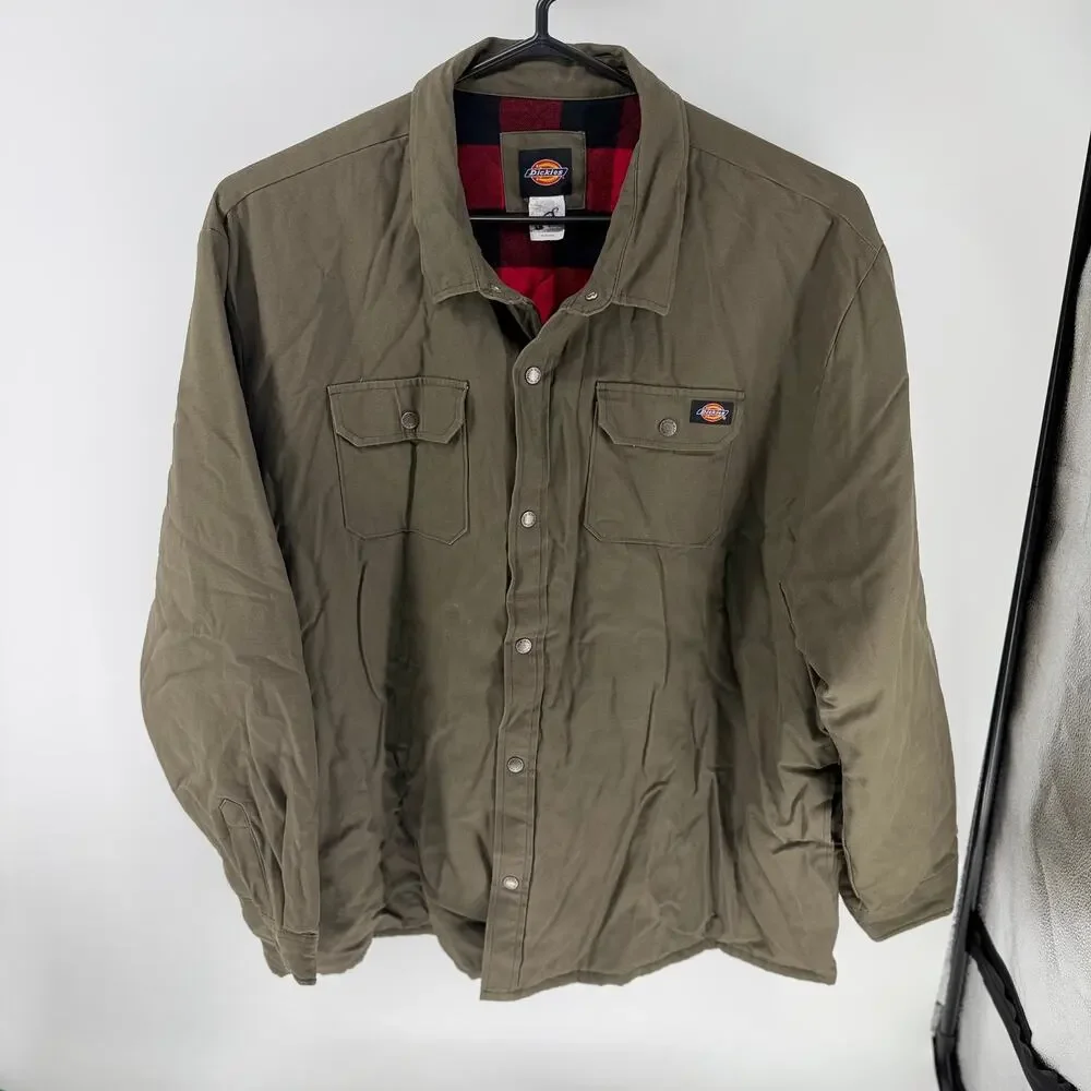 Dickies Flannel Lined Duck Shirt Jacket Men's 5XL Heritage Workwear Big Tall